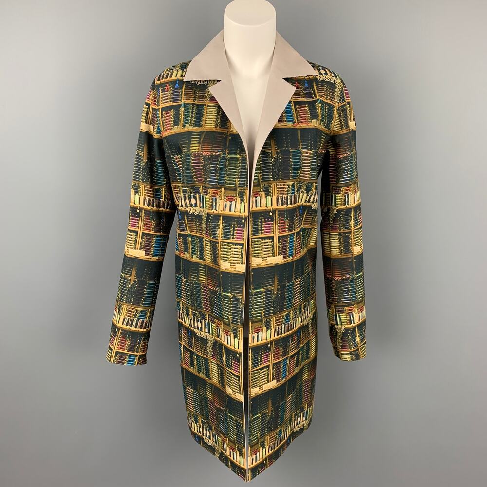 AKRIS Size 4 Multi-Color Cotton / Polyamide Reversible Open Front Theatre Coat